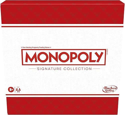 Monopoly Signature Collection - Juego de mesa familiar para 2 a 6 jugadores, embalaje y componentes premium, almacenamiento en caja, juego familiar