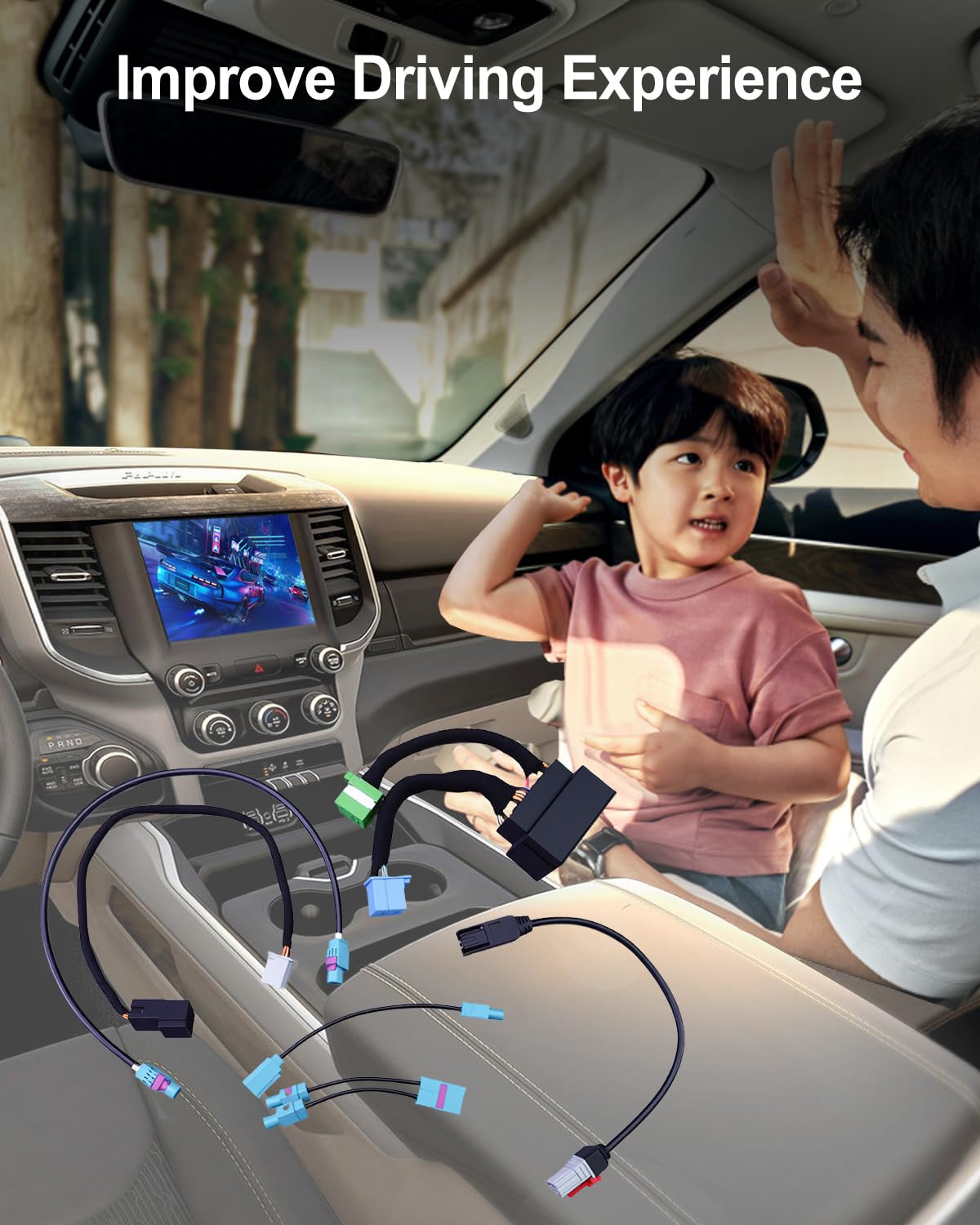 Car Audio and Video Wiring Harnesses Fit for Dodge Ram 1500 2500 3500 2019-2024, Integration Wiring Harness Kit 5 inch or 7 inch or 8.4 inch to 12 inch Uconnect 5