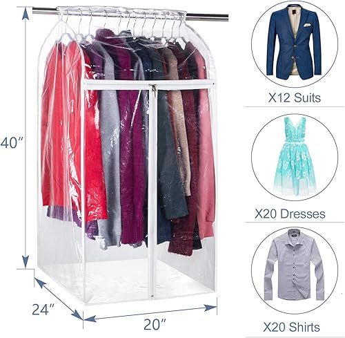 Vista 31 de Zilink Bolsas de ropa colgantes de 60 pulgadas para almacenamiento de armario, grandes ventanas transparentes para colgar ropa, estante de ropa