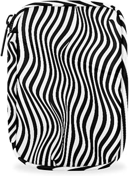 Black White Zebra Stripes Weekly Pill Case Travel Pill Container with Removable 7 Day Pill Organizer for Fish Oil Vitamin Supplement