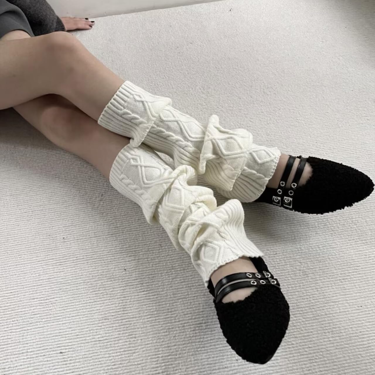 SherryDC Women’s Cable Knit Leg Warmers Winter Slouch Knee high Boot Socks Leg Sleeves - Image 6