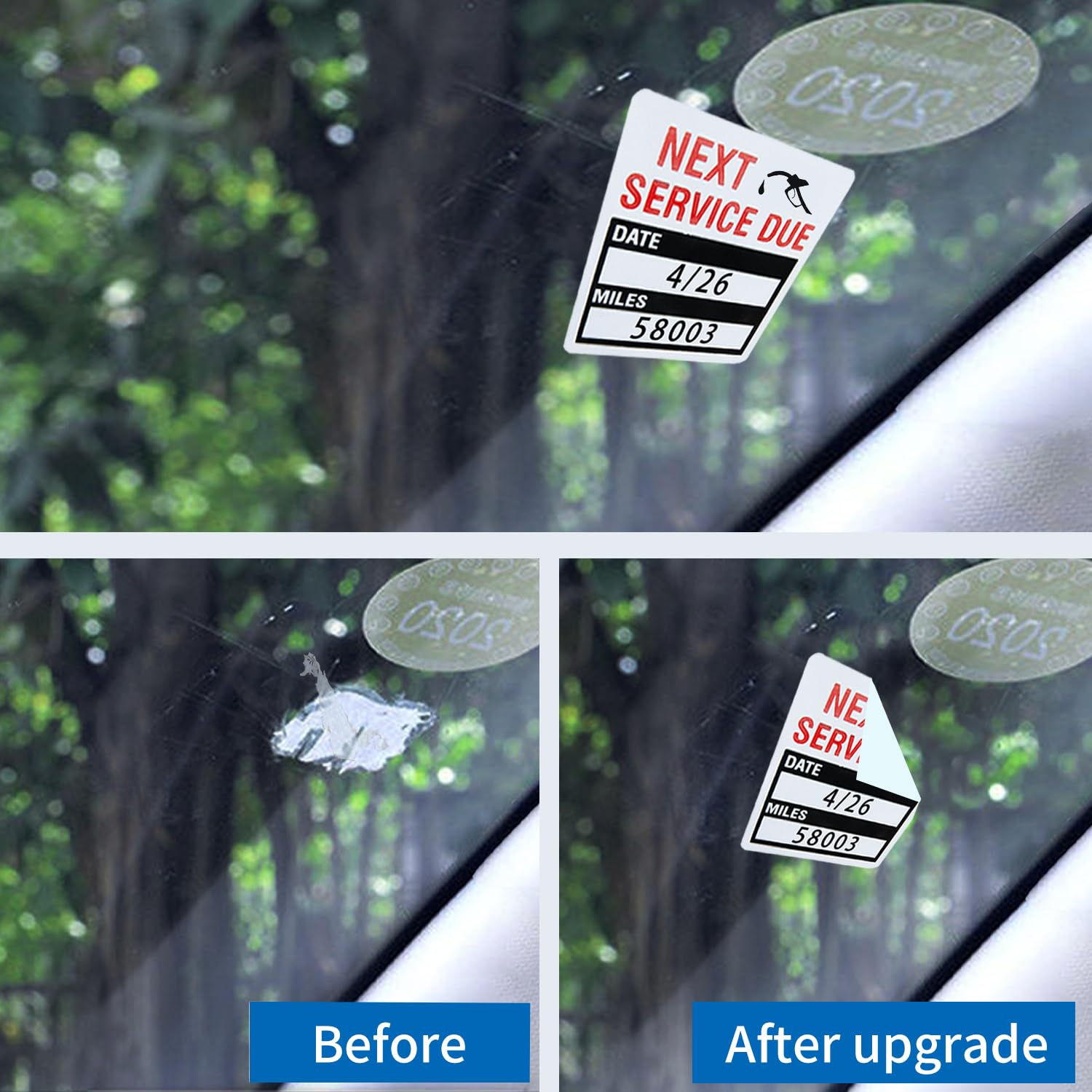 Oil Change Stickers 250 Pcs Per Roll-Service Reminder Stickers-2 Inches X 2 Inches Premium Clear Stock-Windshield Stickers-Checkered Flag- Peel & Write And Stick With No Residue Car Sticker - Foto 9