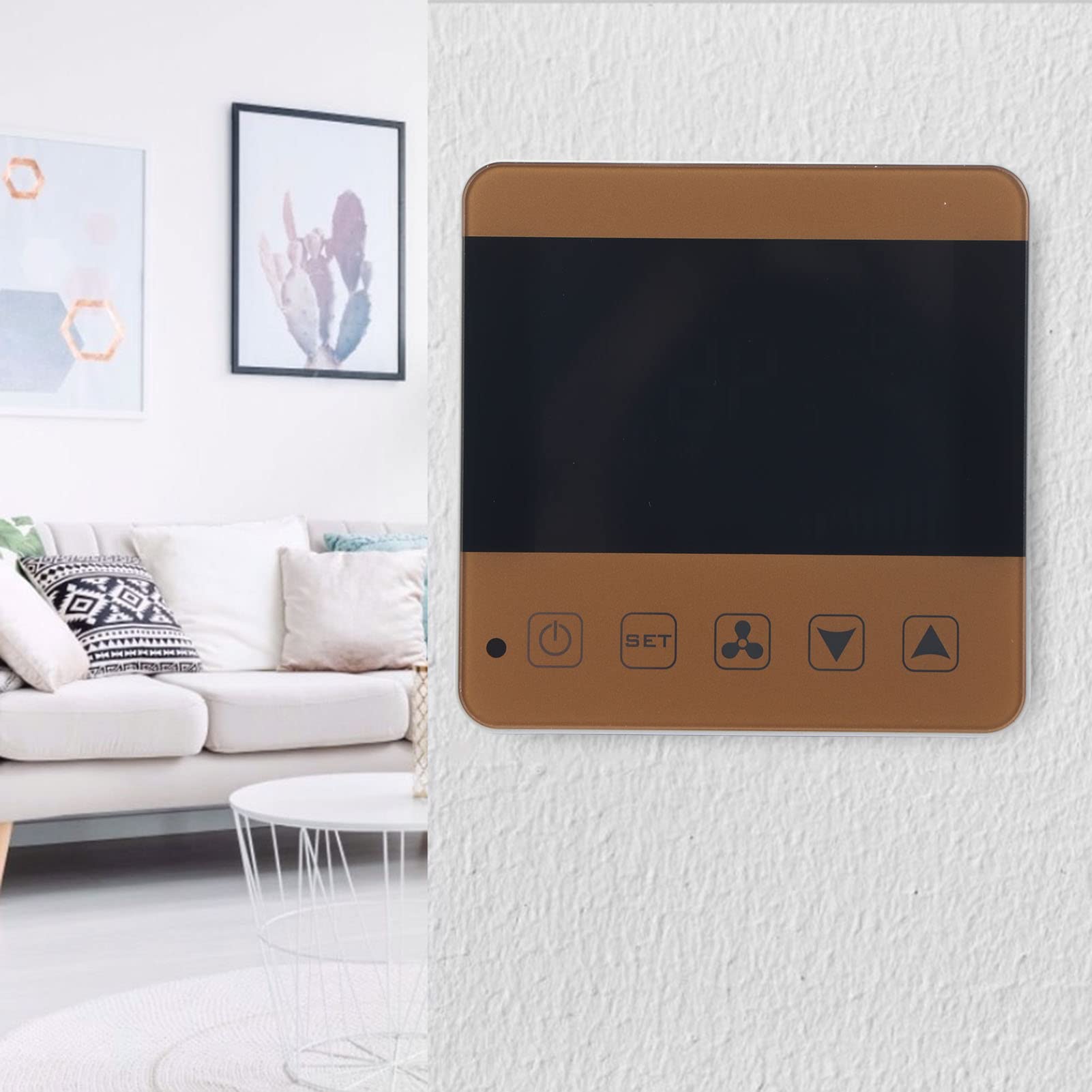 Termostato de Bobina de Ventilador HY08AC-3, Termostato de Aire Acondicionado Central LCD LCD Central, Controlador de Temperatura con Sensor para (Sin WIFI)