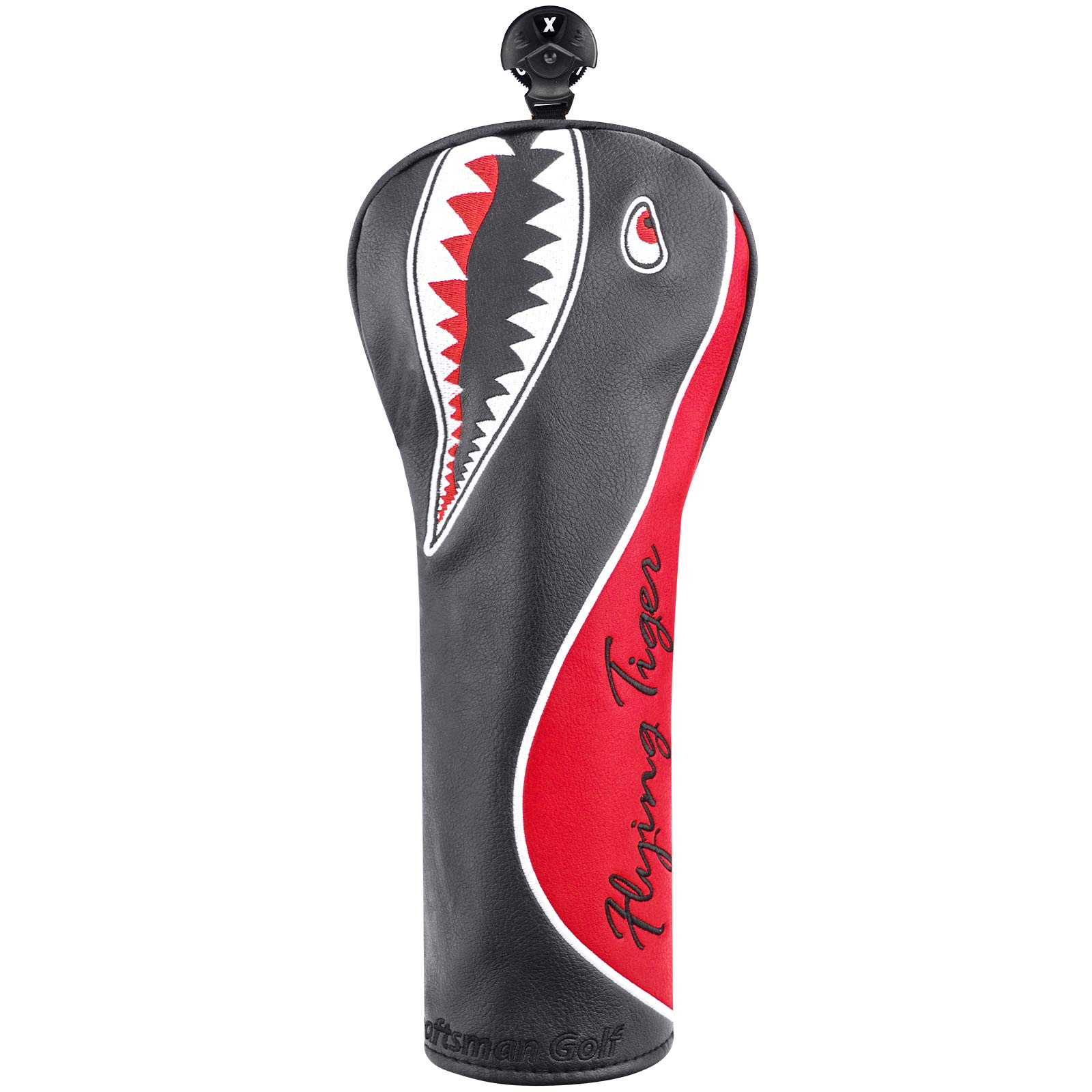 Craftsman Golf Shark Black and Red Driver Fairway Wood Rescue Hybrid Blade Putter Cover Headcover