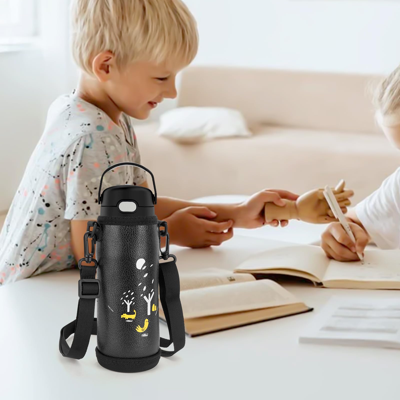 Linkidea Porte-Bouteille Fin En Cuir Végétalien Pour Thermos