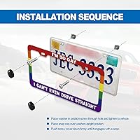 Vista 5 de Divertido marco de matrícula de metal de aluminio con texto de humor y orgullo gay con bandera de arco iris - I'm So Gay, I Can't Even Drive