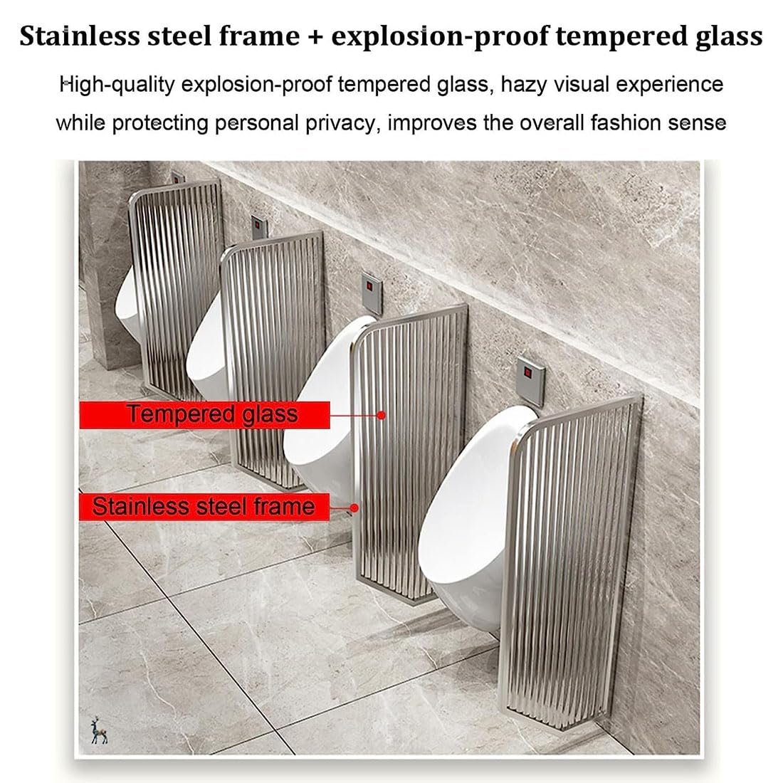 Generico Schermo divisorio a Parete per orinatoi - Parete divisoria Decorativa in Acciaio Inox, divisorio Moderno per bagni pubblici, Soluzione per Una Maggiore Privacy