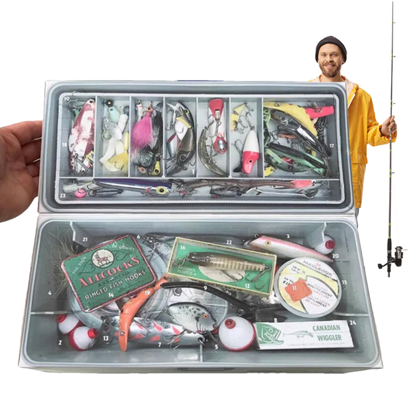 Fishing Tackle Advent Calendar 2023 | Fishing Tackle Set with Fishing Gear Fishing Lures 24 Days Calendar Countdown to Christmas,2023 Xmass Surprise Gift,Fishing Tackle Advent Calendar For Fis her