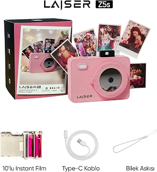 Z5s İnstant Kamera ve Fotoğraf Yazıcısı - Şipşak Fotoğraf Makinesi - Pink