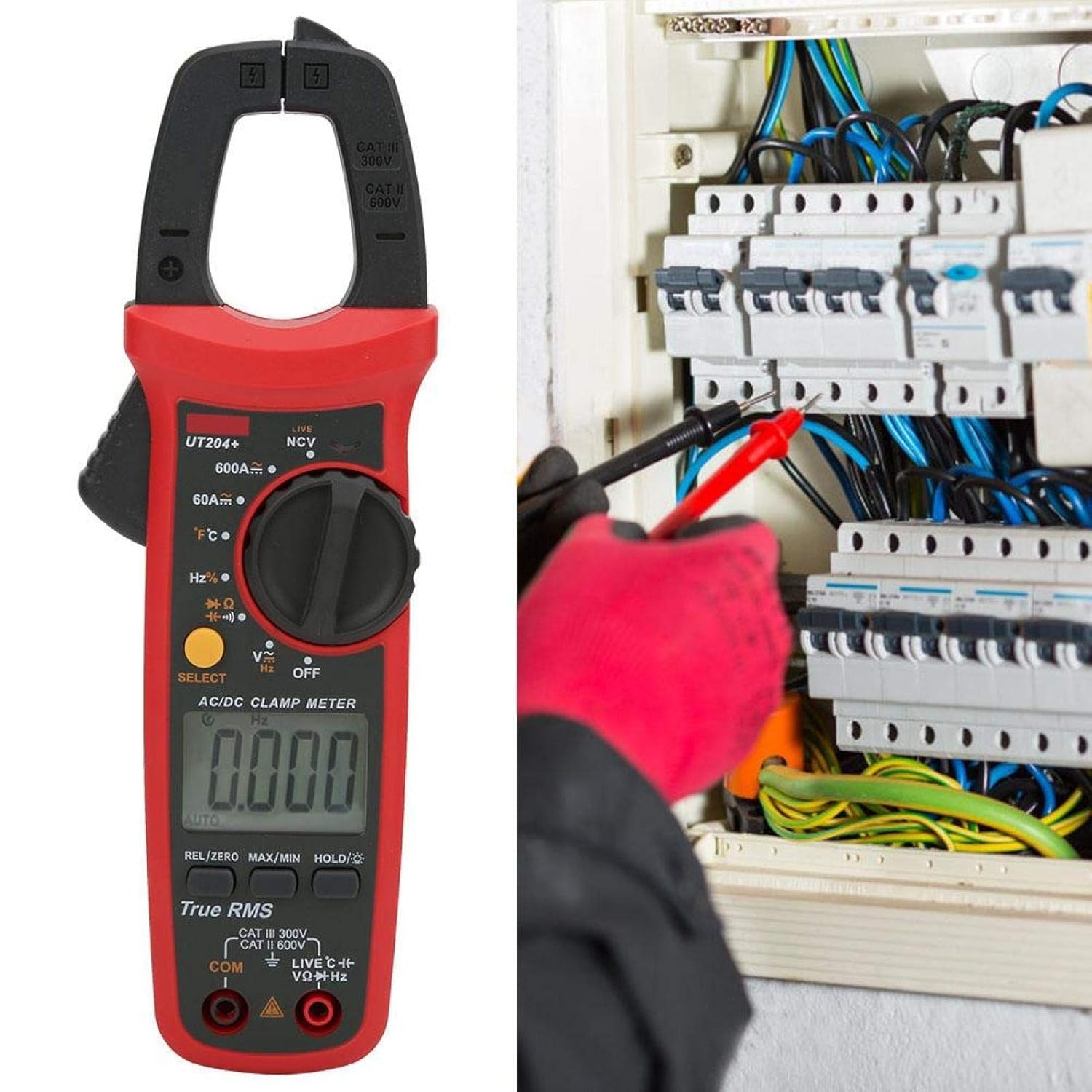 UT204+ medidor digital de pinzas temperatura AC corriente continua medidor de resistencia de voltaje multímetro verdadera medición de corriente eléctrica multifuncional rms, ncv inteligente