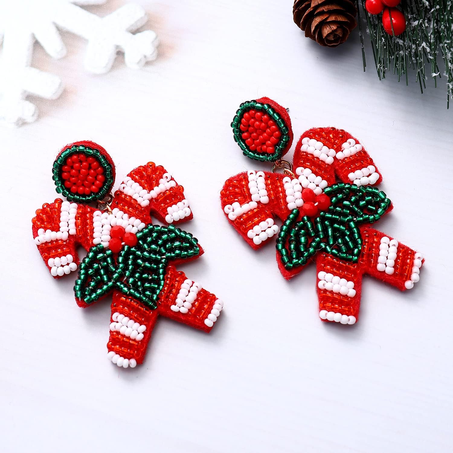 Christmas Earrings for Women Christmas Bead Dangle Earrings Bohemia Handmade Colorful Seed Beaded Drop Earrings Christmas Gifts for Women - Image 5