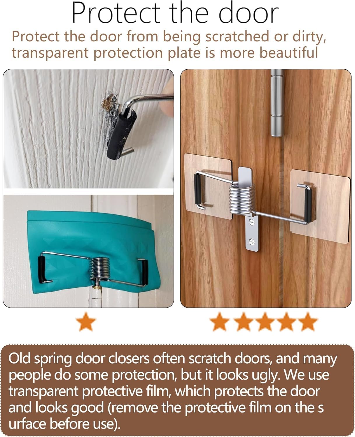 Spring Automatic Door Closer, Door Closer for Home, Screen Door，Household, no Need to Remove Door Hinges (4)