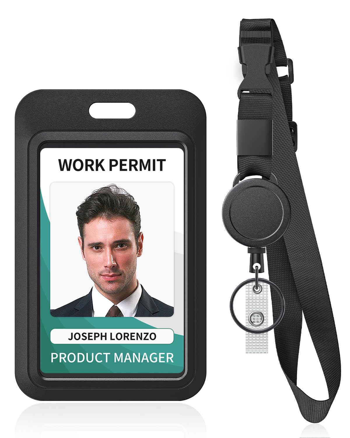 Uniclife Retractable and Adjustable Lanyard Heavy Duty Lanyard with Retractable Badge Reel, Quick Buckle and Adjustable Length, Solid Nylon Strap Slide Badge Holder, 1 Pack — image 1