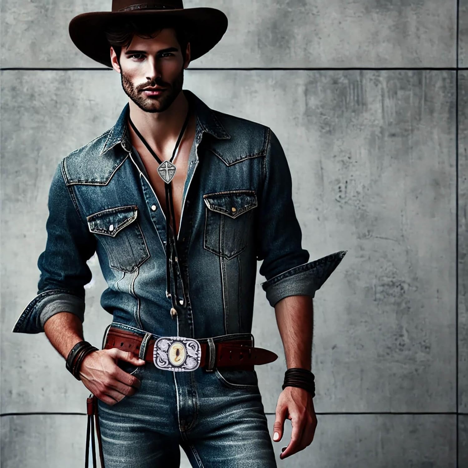 Western Belt Buckle for Men Vintage Cowboy Rodeo Turquoise Belt Buckles for Women - Image 6