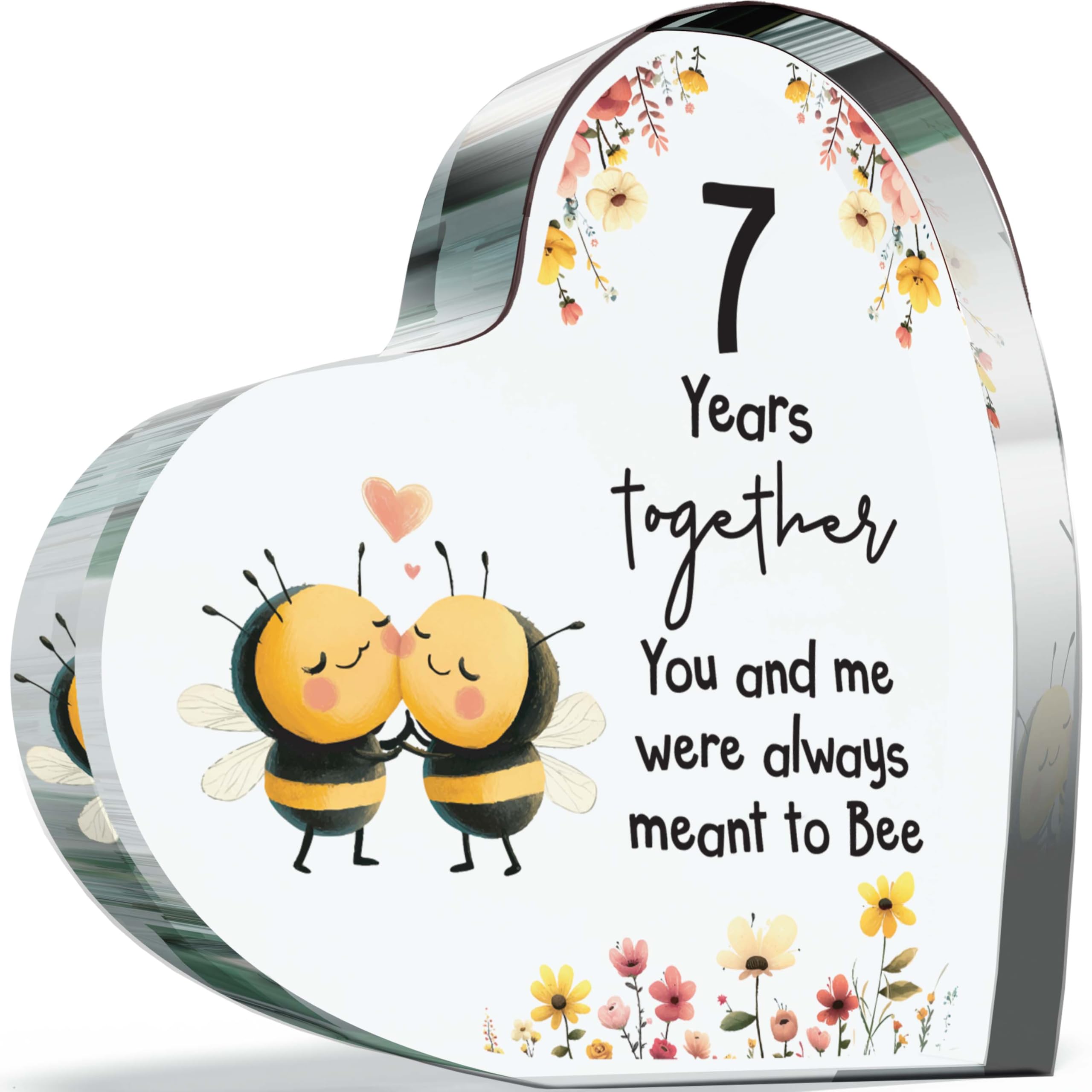 Giftzie Women's 07 Copper Anniversary Acrylic Heart Plaque For Wife Or Husband, Meant To Bee