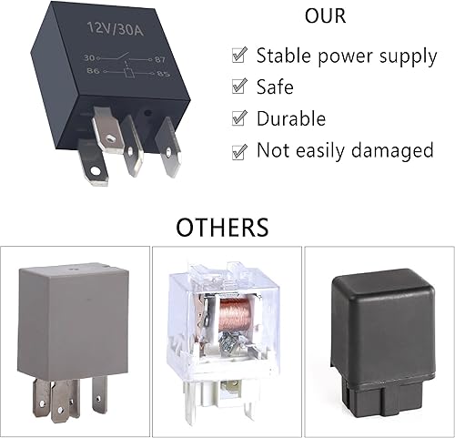 Miniatura 10 de 4 relés de 5 pines, 30 A, 12 V para automóvil, relé de arranque resistente, relé de bomba de combustible multiusos, relé automotriz universal con
