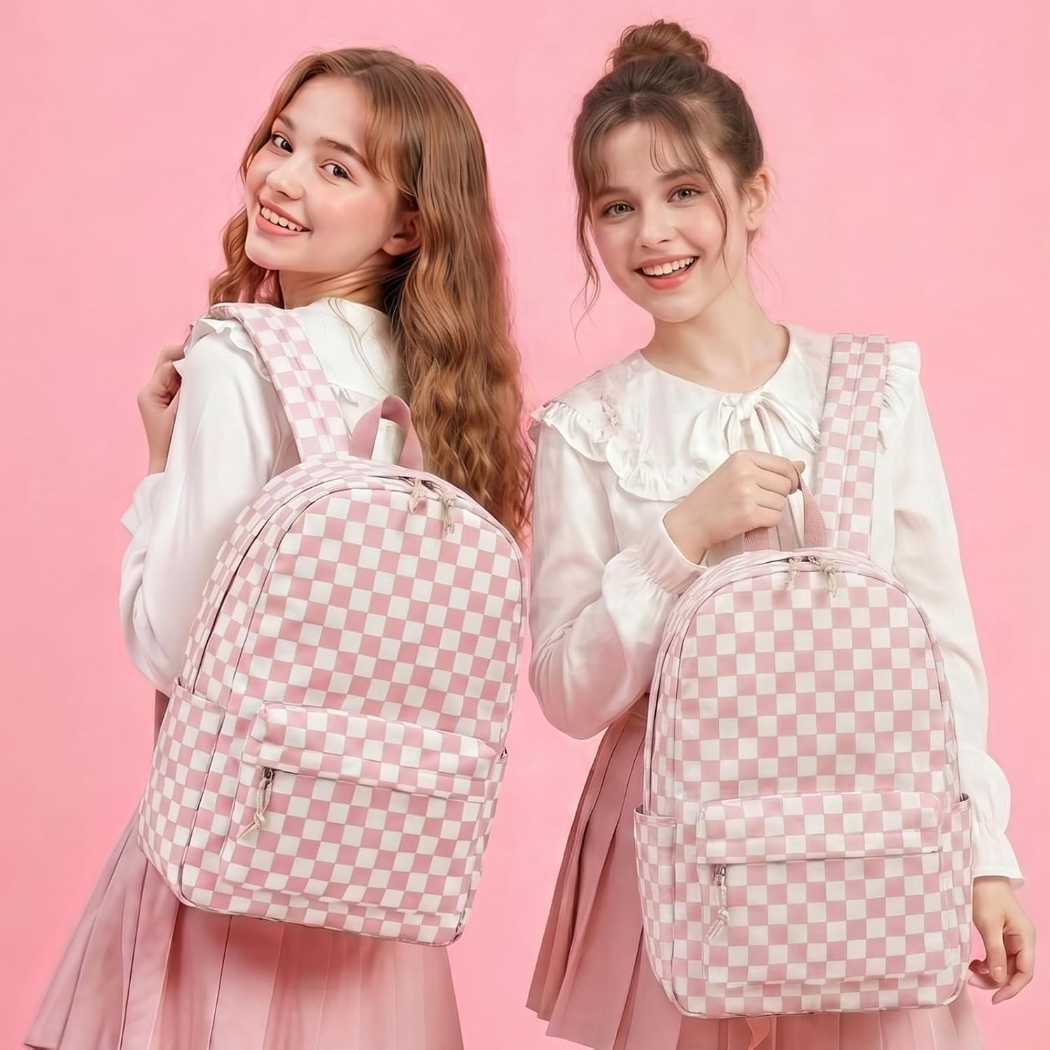 LEDAOU School Backpack for Teen Girls Lightweight 15.6 inch Laptop Bookbag for College Middle High School Women Casual Travel Daypack image 2