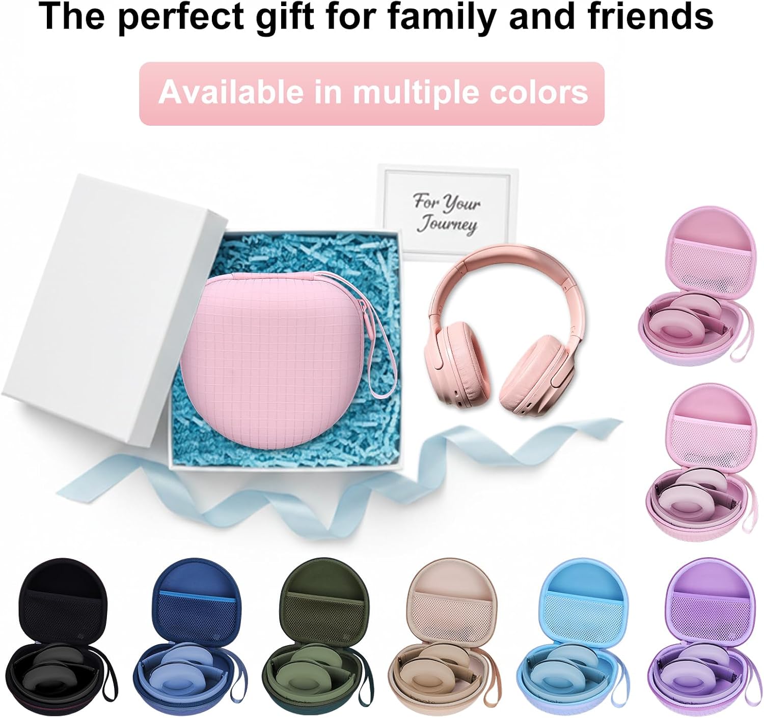 Headphone Case Compatible with Soundcore Anker Q20i/Q30, Beats Solo 4/Studio Pro, Tune 510BT/520BT, BERIBES/KVIDIO/JLab JBuds Lux ANC/TOZO HT3/Skullcandy Over-Ear Headphones Case Hard Shell(Blue)