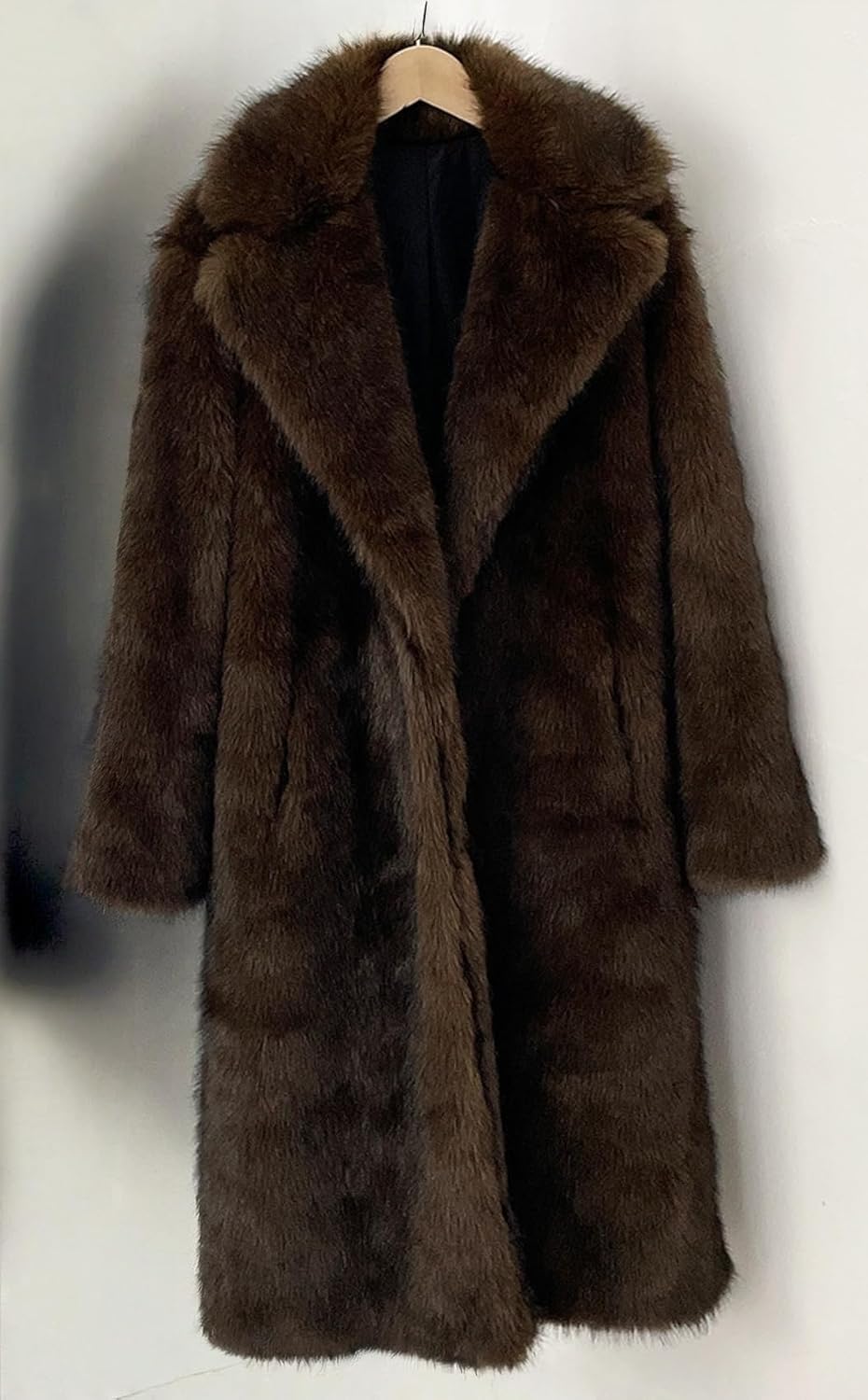 Women's Shaggy Maxi Faux Fur Overcoat Outwear,Fluffy Winter Warm Midi Parka Long Jackets Coats