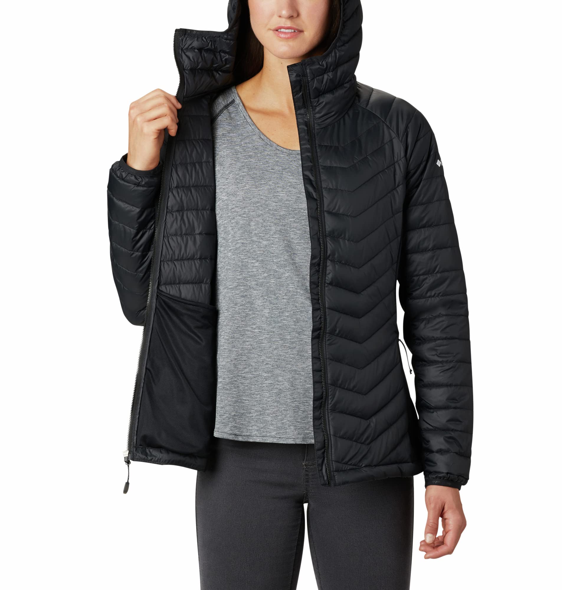 Columbia Powder Pass Hooded Jacket, Chaqueta Acolchada Con Capucha para Mujer