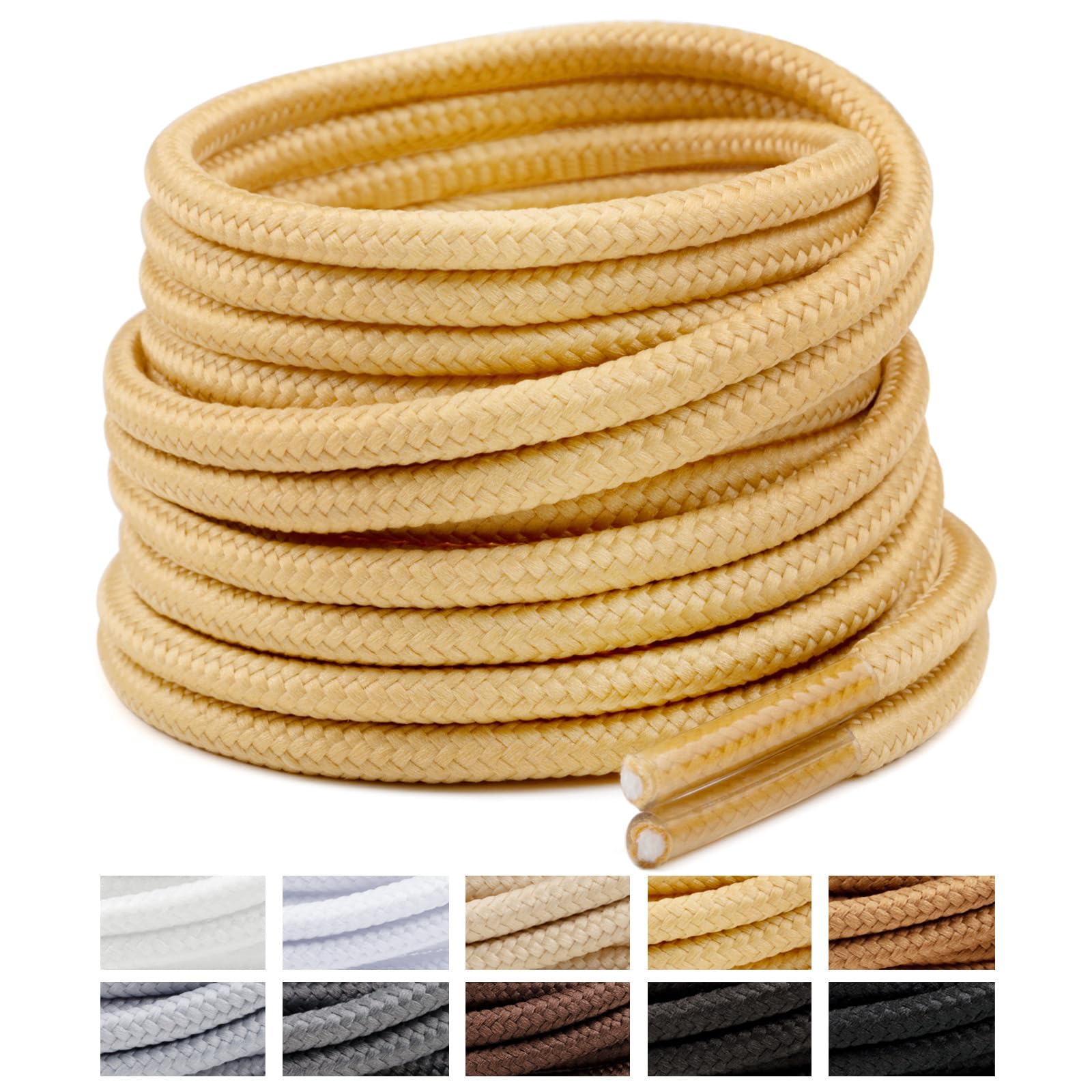 Handshop 2 Pairs Round Boots Shoelaces, Heavy Duty Outdoor Shoe Laces