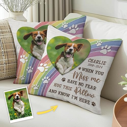 Miniatura 7 de Pawfect House Almohada conmemorativa personalizada para mascotas (inserto incluido) Abraza esta almohada y sé que estoy aquí, regalos conmemorativos