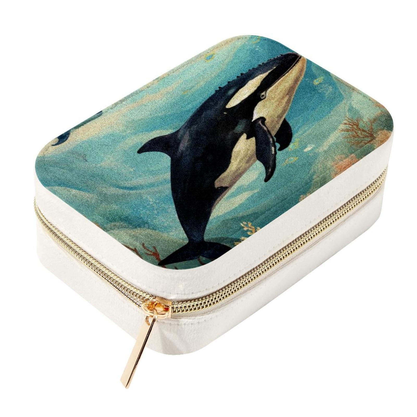 Boîte à bijoux de voyage velours Whale pour boucles d'oreilles
