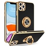 BENTOBEN Compatible with iPhone 11 Pro Case with 360° Ring Holder, Shockproof Slim Kickstand Magnetic Support Car Mount Women Men Protective Phone Case for iPhone 11 Pro 5.8 inch, Black/Gold