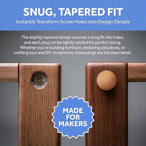 Miniatura 3 de Tapones para agujeros de madera de 14 de pulgada, paquete de 100 tapones de madera con botón de arce para agujeros de tornillo, por Woodpeckers