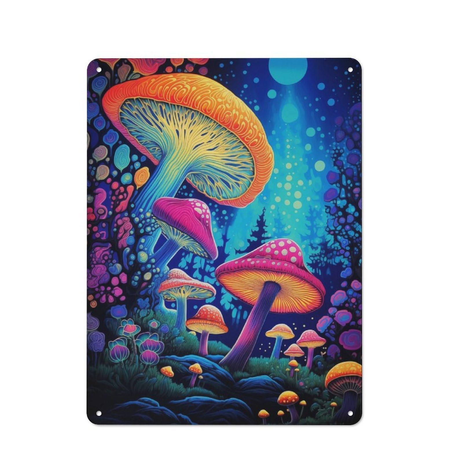Junmoney Mushrooms No2 Metal Sign 40X30cm With For Workshop Wall, Rustic Decor, For Collectors Decorating Workshops And Hobby Rooms