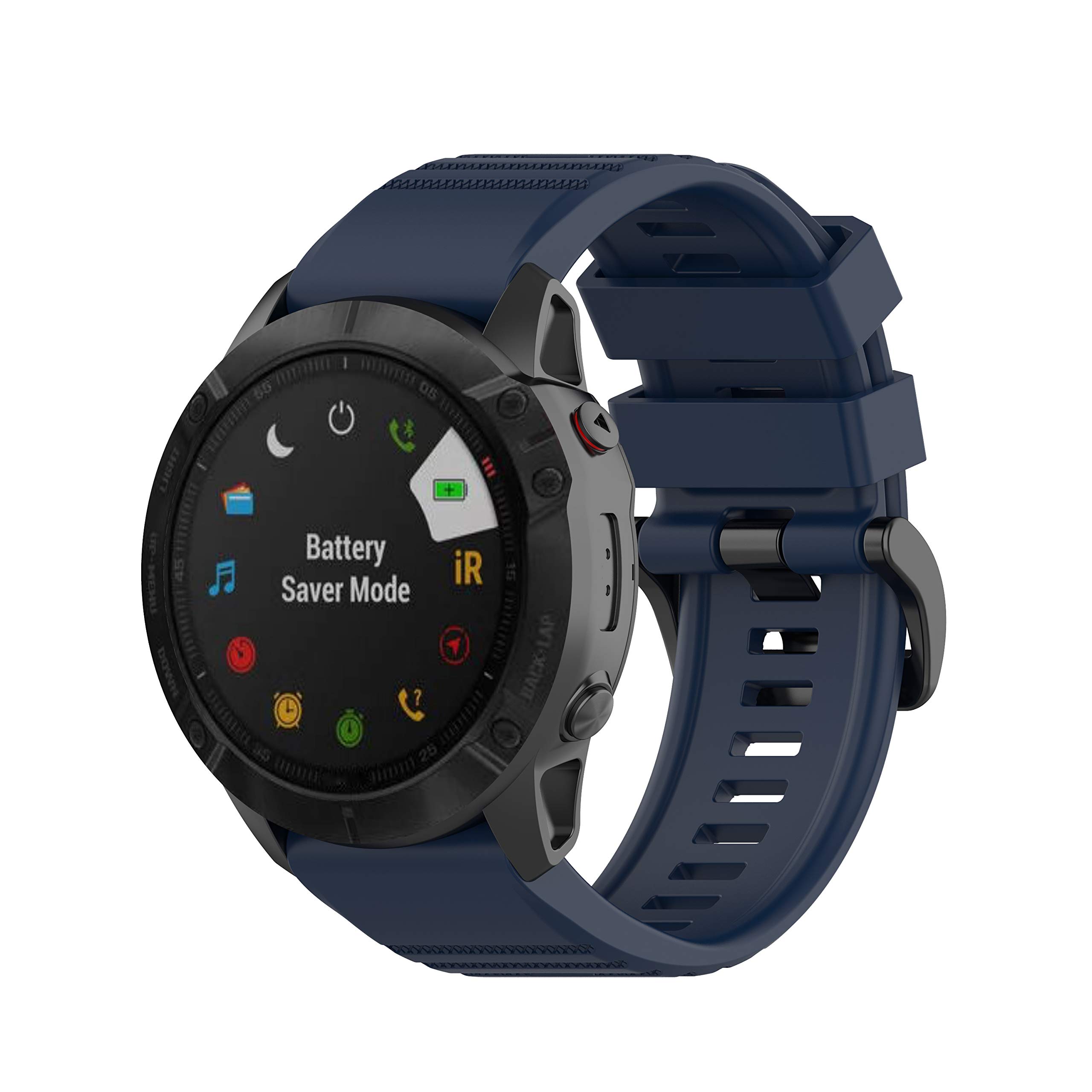 DKEnjoy Soft Silicone Quick Release Watchband Replacement Band Bracelet Watch Strap Compatible for Garmin Fenix 7X/6X/6X Sapphire/Fenix 3 Smartwatch (Navy)