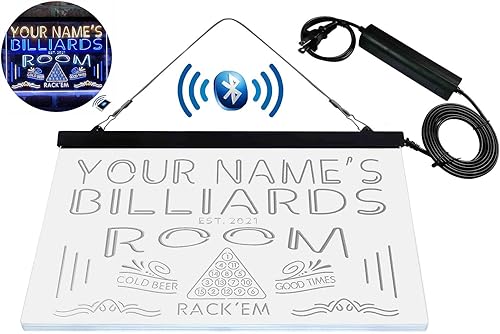 Miniatura 8 de ADVPRO Personalized Billiards Room Tri-Color LED Neon Light Sign, a Unique 3D Engraved Art Decor  Customize Name Date Text Quote Font White & Blue &