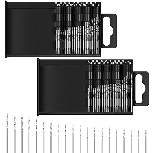 Miniatura 15 de Juego de micro brocas de 0.3 a 0.063 in, brocas pequeñas, vástago pequeño, taladro helicoidal HSS de tierra completa, tableros de acero de alta
