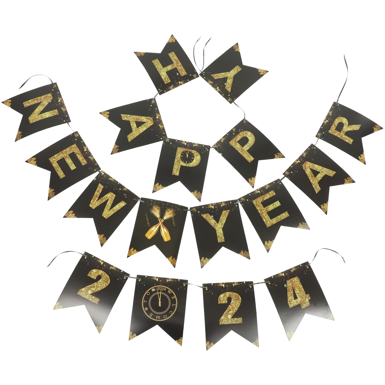 PRETYZOOM 5 Set Di Decorazioni Per Striscioni Di Forniture Per Feste Uniche 2024 Bandierine Appese Per Il Nuovo Anno Cartello Di Benvenuto Festivo