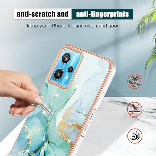Miniatura 5 de Funda de teléfono para Realme 9 Pro Plus 0.18oz, color verde, Realme 9 Pro Plus, funda de silicona SlimCases mármol antihuellas a prueba de golpes