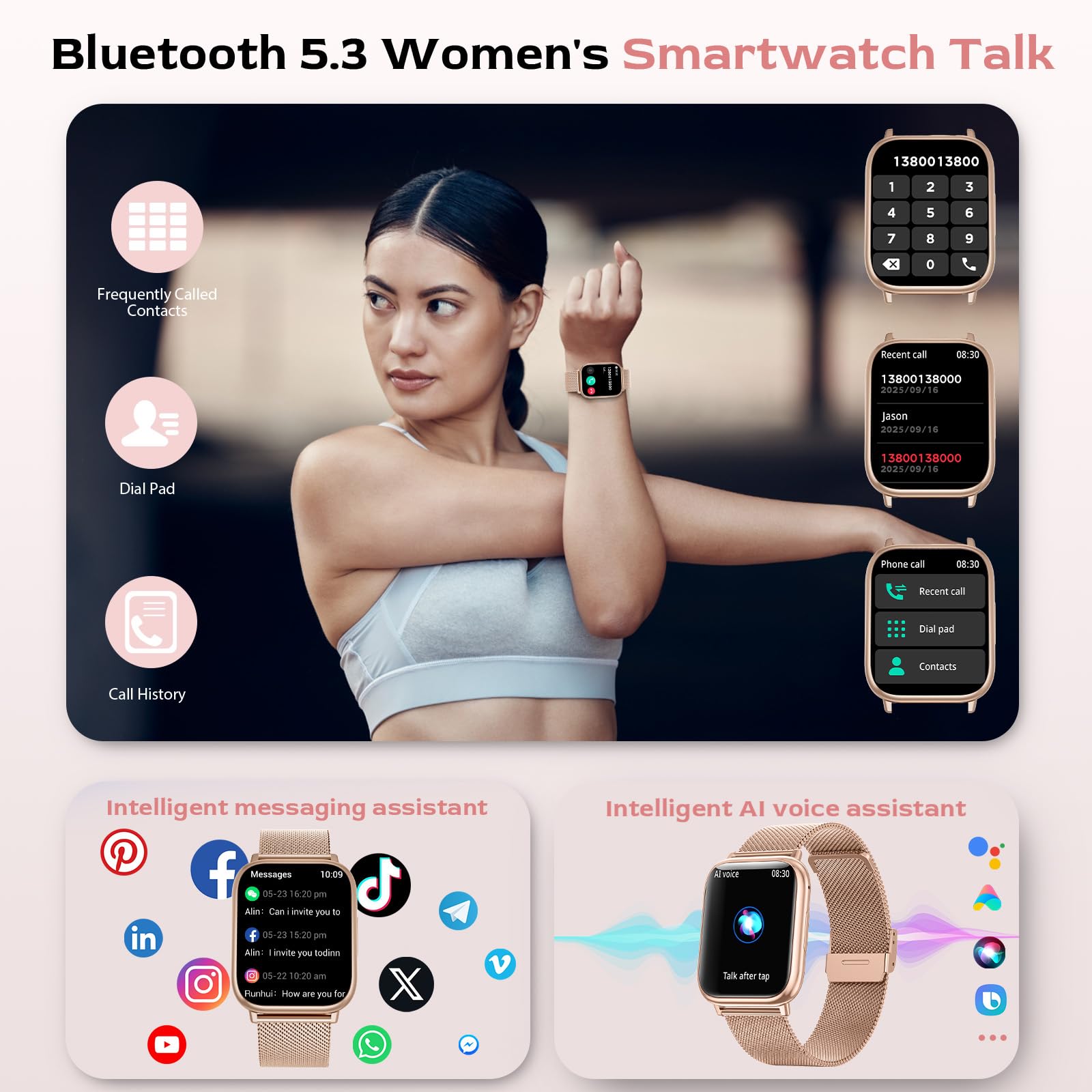 Women's Smartwatch Rose Gold - Bracciale Fitness per Donne - Dettaglio