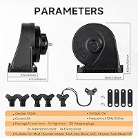 Vista 8 de Bocina de auto adecuada para Chevy/GMC/Ford 12V bocinas de coche ruidosas con parrilla protectora Bocina de caracol eléctrica de doble tono