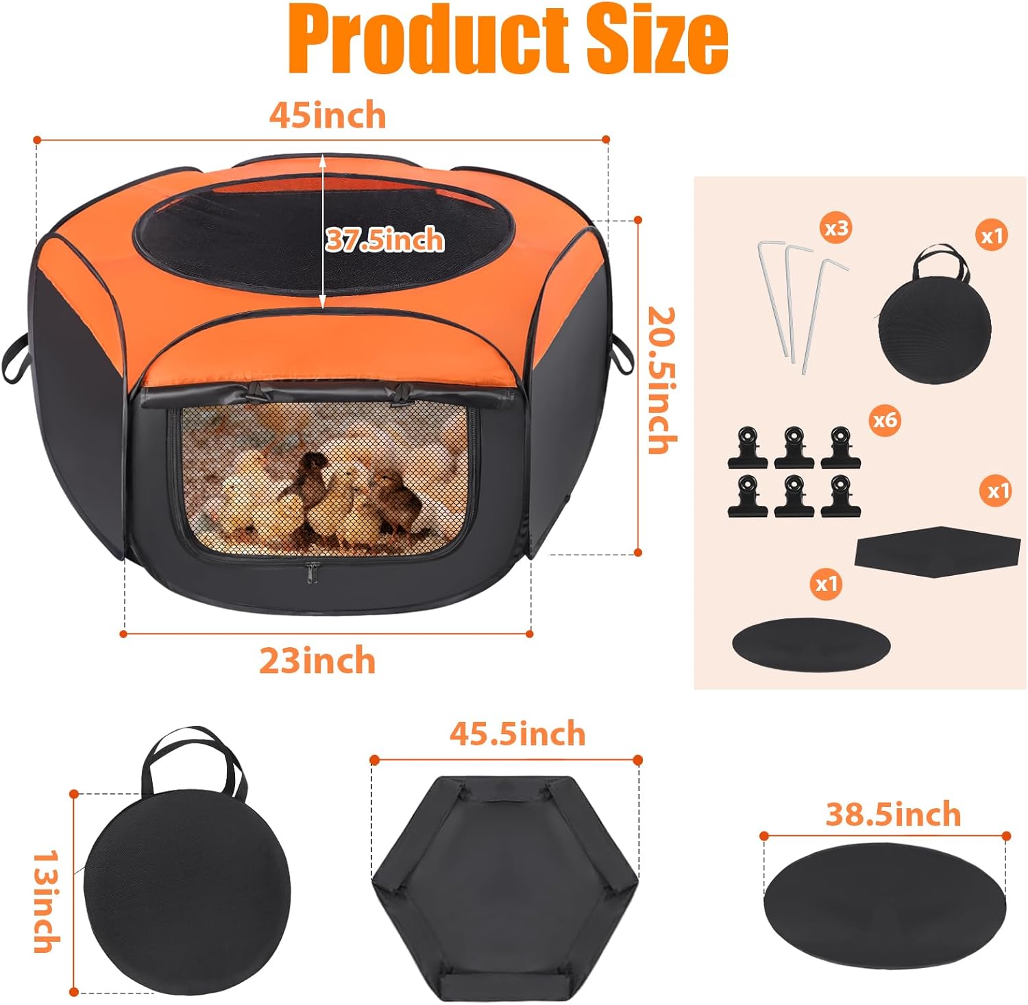 Chick Brooder Box, Upgrade Double Door Brooder Box for Chick Starter Kit, Pop-Up Baby Chicken Pen Supplies Brooding Up to 15 Baby Chicks, Duck and Quail