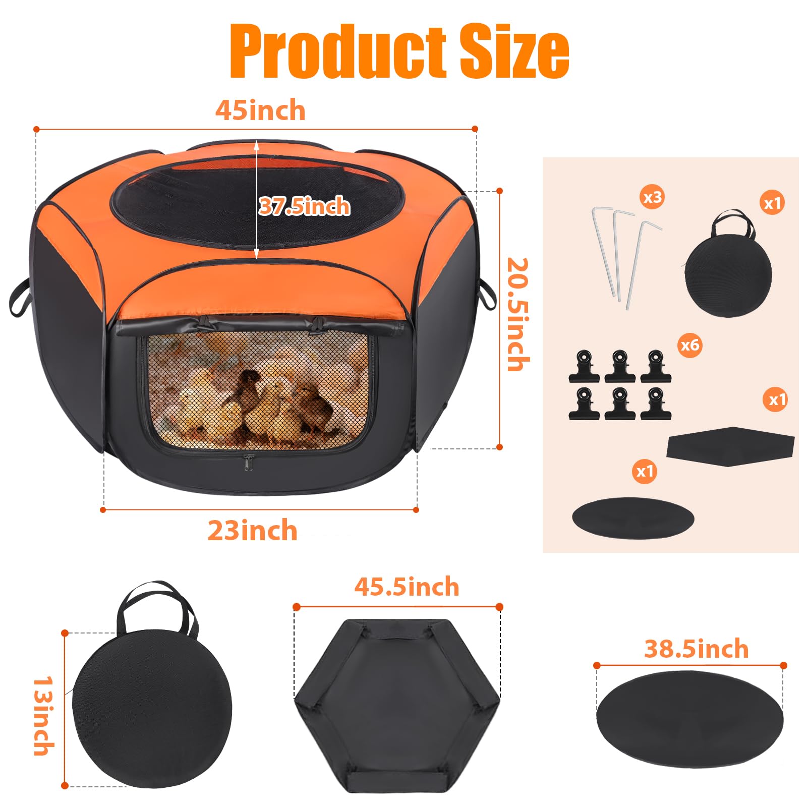 Caja de cría para pollitos, kit de iniciación de pollitos emergentes para 15 pollitos bebés | Caja de cría de pollitos, diseño portátil, fácil instalación, suministros de aves de corral para pollitos, patos y codornices