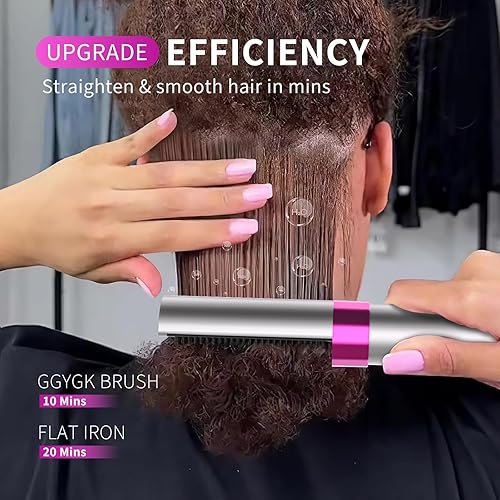 Miniatura 4 de Cepillo alisador de pelo de plasma, cepillo alisador de cerámica para mujeres, peine alisador de cabello térmico con doble voltaje, anti-quemaduras,