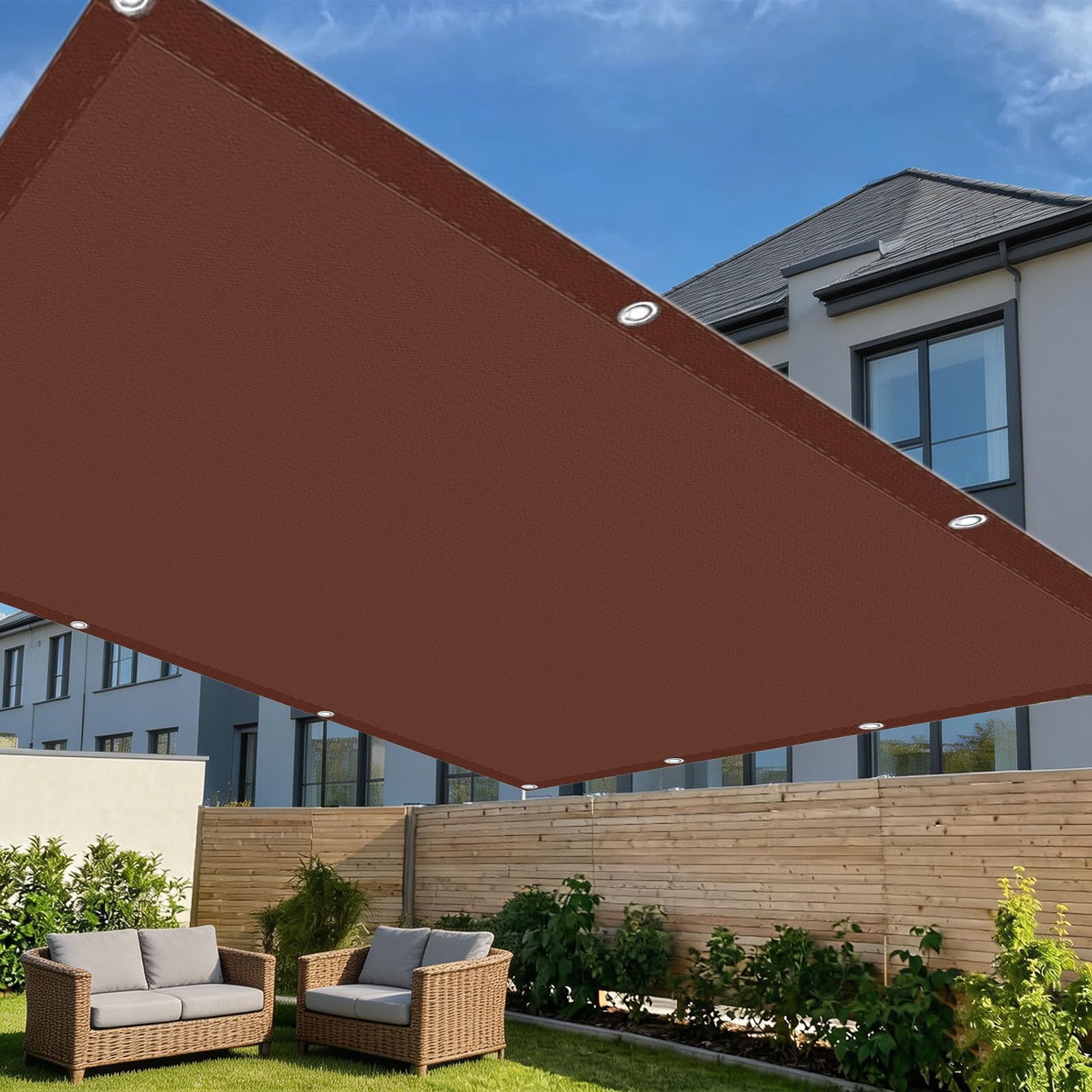 Voiles Ombrages Rectangulaire 60 x 160 cm Protection Contre Le Vent Anti-Déchirure Résistant Aux Intempéries et Respirant Toile Ombrage Imperméable pour Patio Jardin, ‎Marron