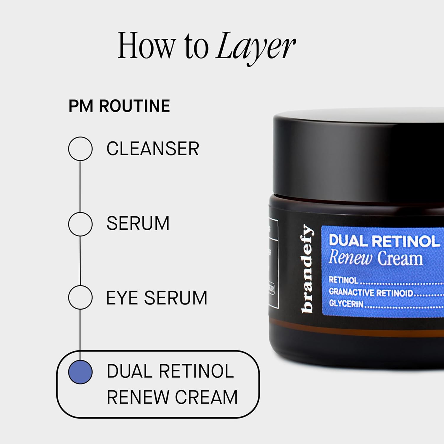 Brandefy Dual Retinol Renew Cream with 0.3% Retinol & 1% Granactive Retinoid, Face Moisturizer for Wrinkles & Fine Lines, Made in The USA, Suitable for All Skin Types (1.6 Oz) - Image 6
