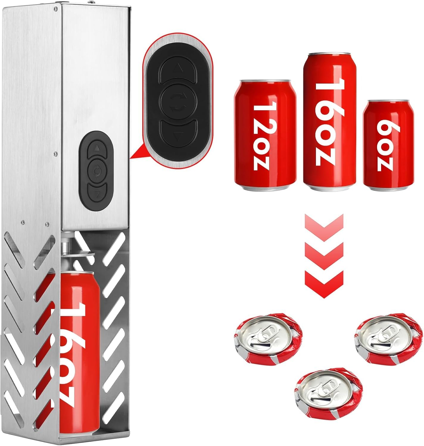 YUCHENGTECH Trituradora Eléctrica de Latas para Latas de 12oz~16 oz | Trituradora de Latas de Aluminio Trituradora de Latas y Botellas de Plastico para Soda, Cola, Latas de Cerveza y Botellas