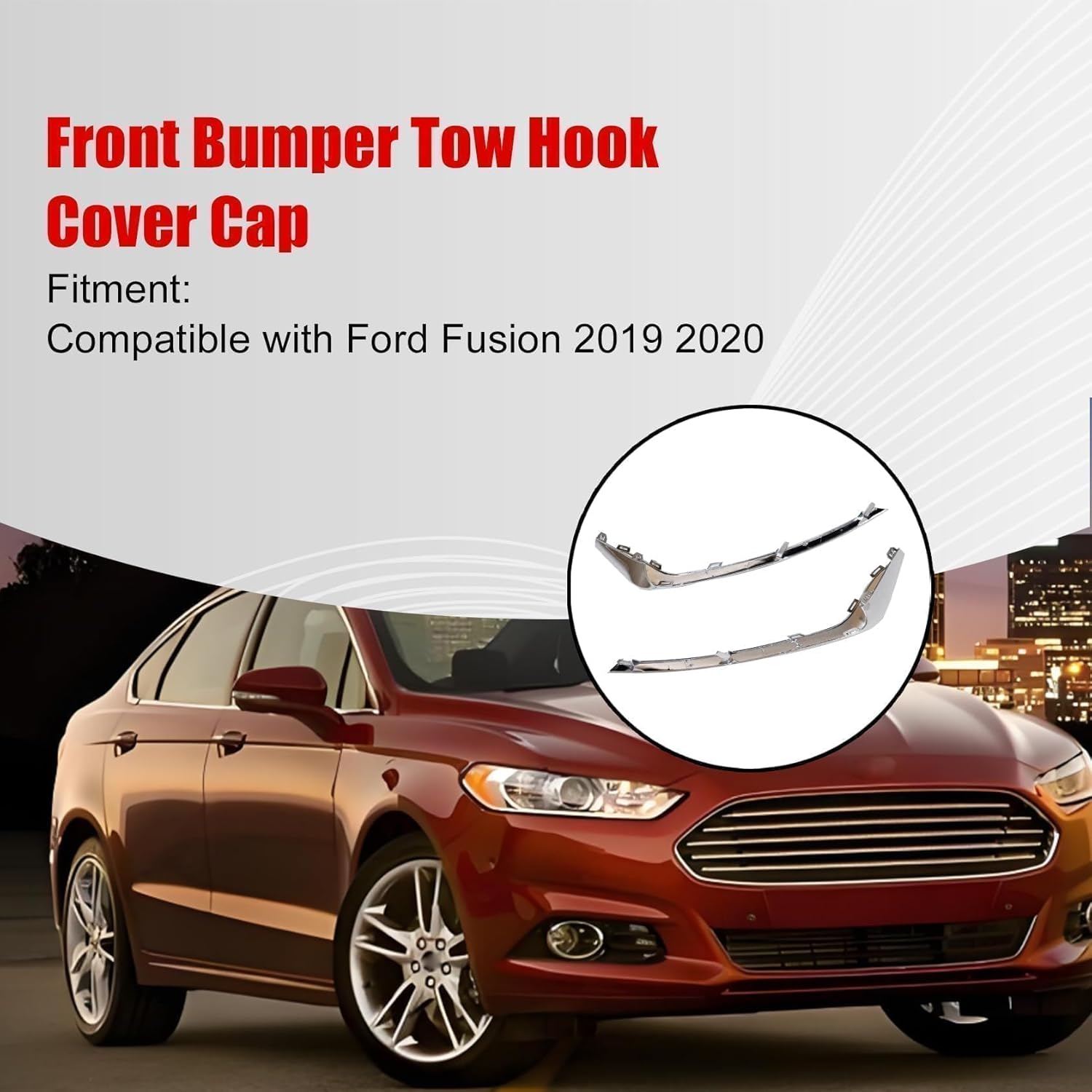 FZJDSD Chrome 2PCS Front Left and Right Fog Light Trims Compatible with Ford Fusion 2019 2020 Replace KS7Z15266AA KS7Z15266AB