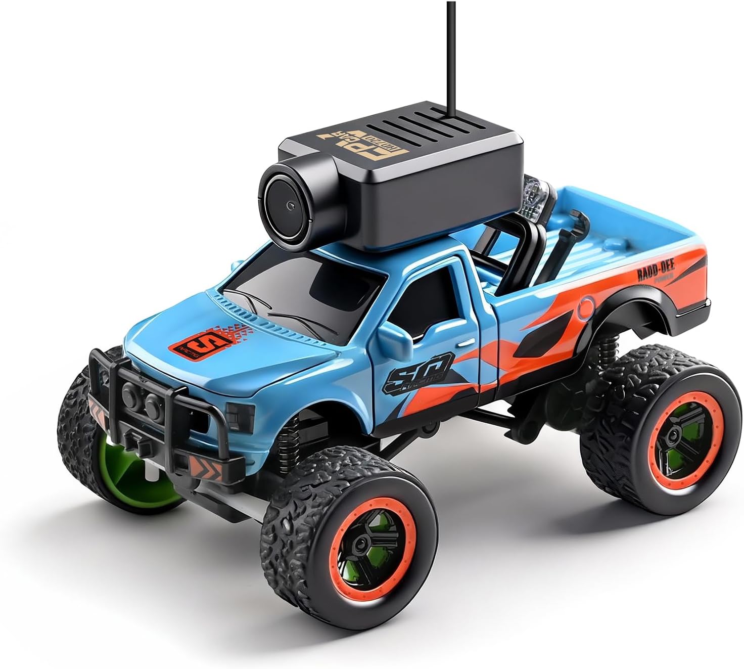 1:64 Mini RC Car, 2.4G FPV Remote Control Off Road Vehicle with HD Camera, Gyro, LED Lights, APP Controlled Model Vehicle (Blue)