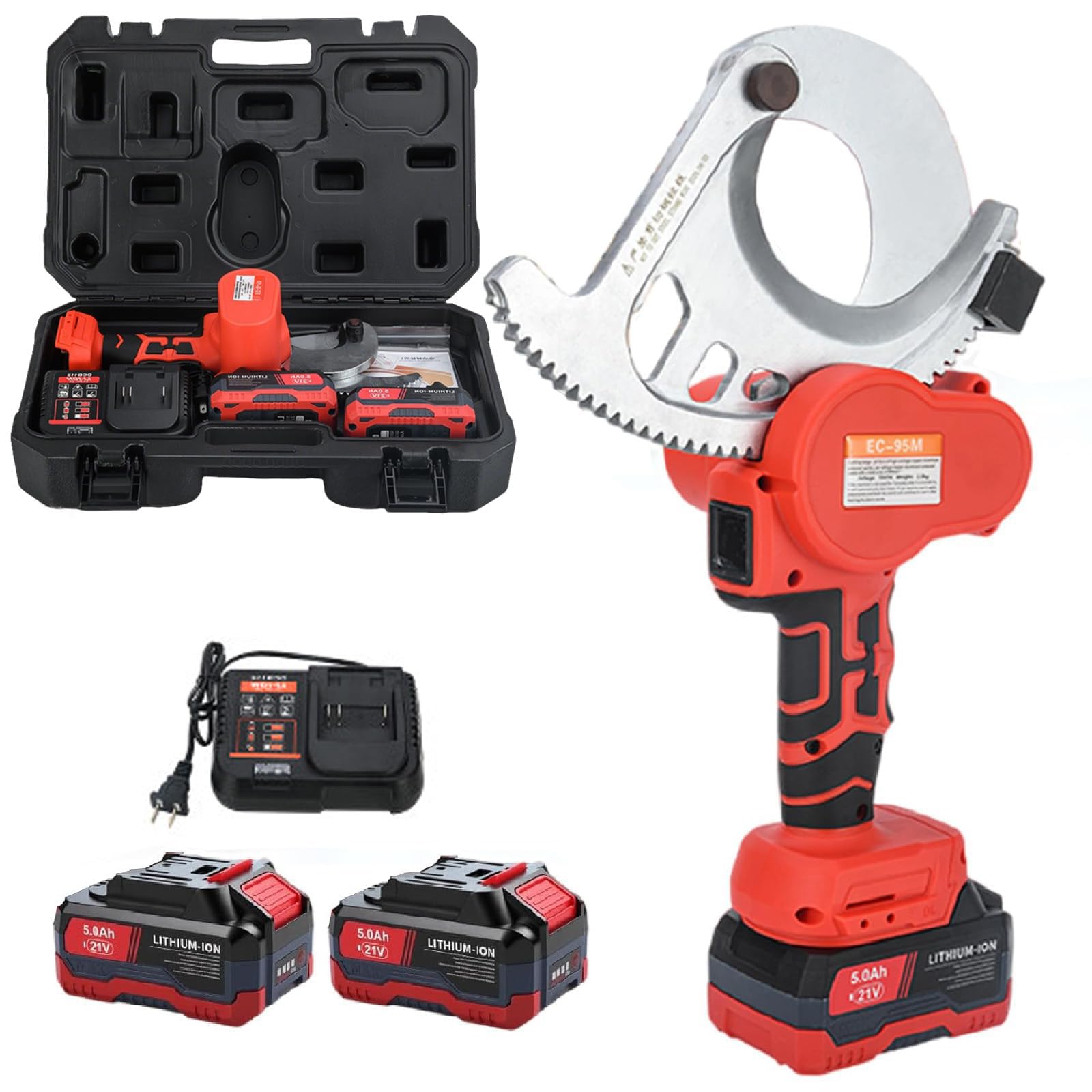 FHRKA Cordless Hydraulic Cable, Heavy Duty Ratcheting Wire for Copper & Aluminium, Electric Professional Battery Powered Shear (EC)