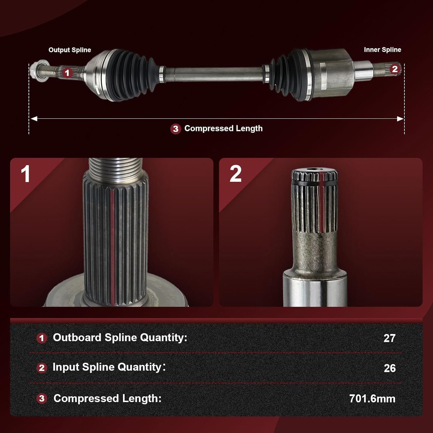 Anytek CV Axle Shaft Front Left Right For Chevrolet Trailblazer 2002 2003-2008 2009 Trailblazer EXT & GMC Envoy XL XUV & Buick Rainier & Isuzu Ascender & Saab Replace# 661345 Passenger & Driver