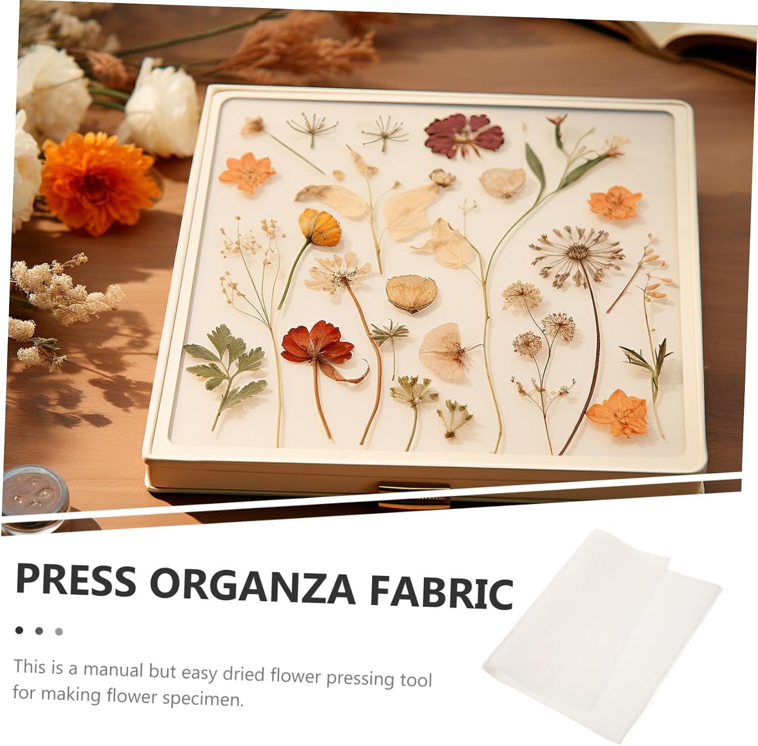 CORHAD 12pcs Organza Fabric for DIY Flower and Fruit Pressing Durable Material for Pressed Plants Leaves Bouquets for Crafting and Specimen Making