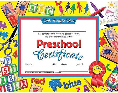 Hayes Preschool Certificate, 8.5-inch x 11-inch, Pack of 30 H-VA605