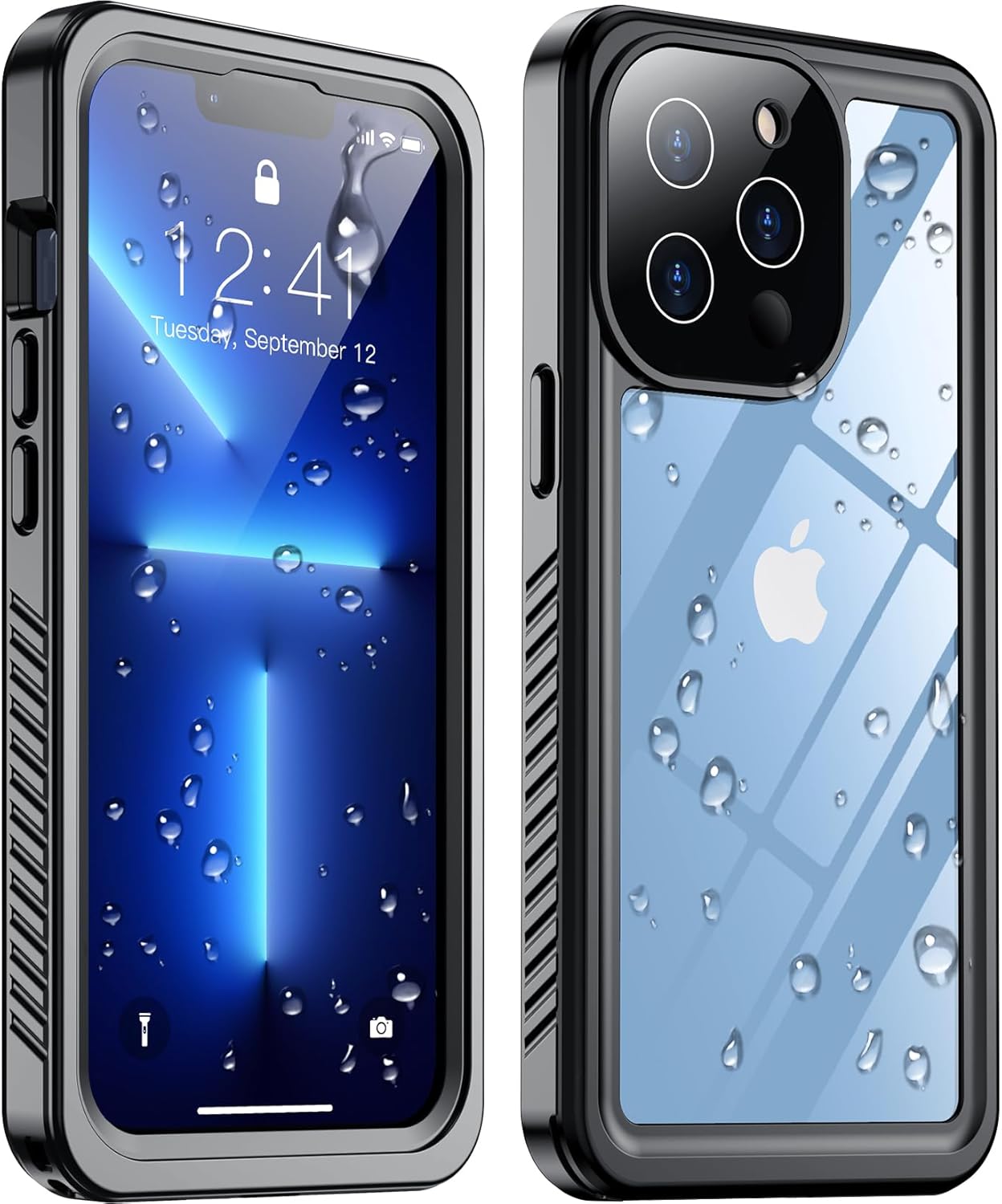 Justcool for iPhone 13 Pro Max Case Waterproof, Built-in Screen Protector [12FT Military Dropproof] [Dustproof] Heavy Duty Shockproof IP68 Underwater Case for iPhone 13 Pro Max 6.7 inch -Black